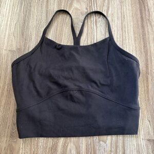 Stori Sports Bralette, Black Sports Tank Top Crop with Strappy Back, Size 4